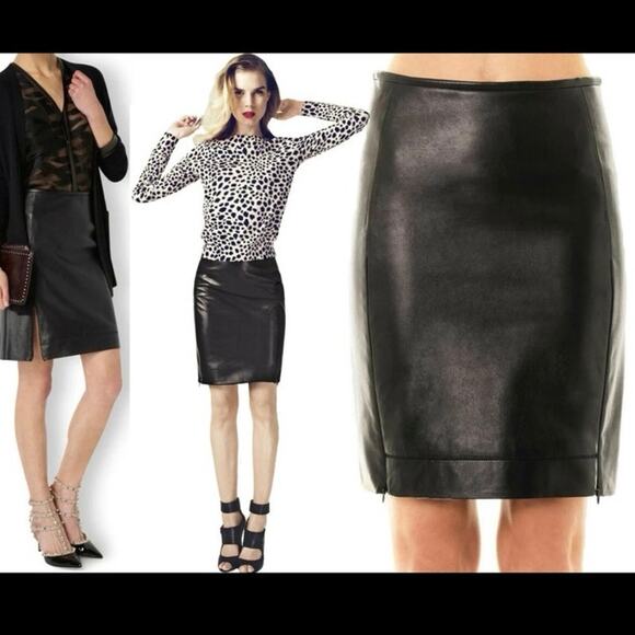 Diane von Furstenberg Dresses & Skirts - Diane Von Furstenberg Rita Two All Over Black Leather Dual Zip Skirt Size 4